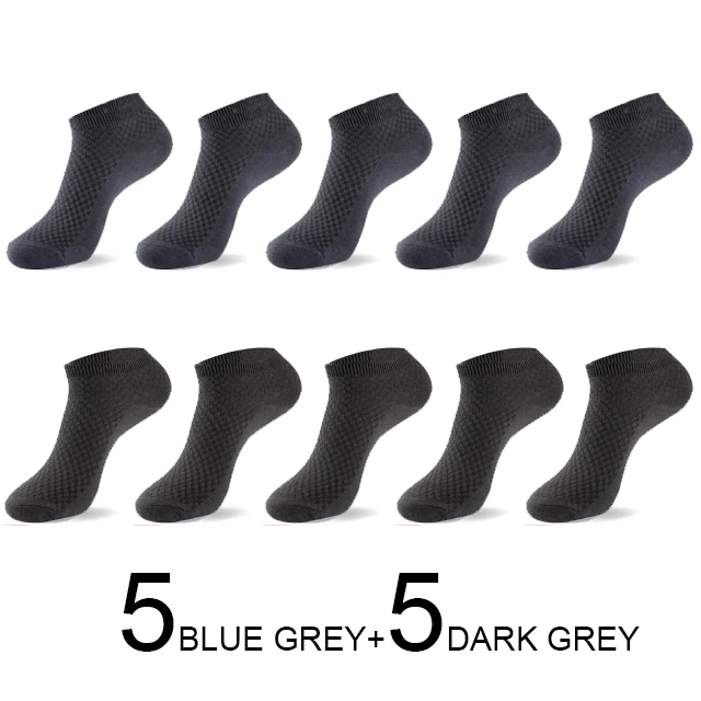 5BLUE GREY5DARK GRE MWZHH,, распродажа, весна-лето, дезодорирующие Мужские бамбуковые носки, 10 пар, Harajuku, брендовые счастливые мужские носки, Calcetines Hombre - Цвет: 5BLUE GREY5DARK GRE