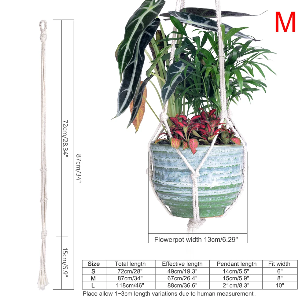 Style A 87cm WITUSE Подвеска для растений из макраме крюк горшок держатель ручной работы хлопок шнур вешалка для растений подвесной держатель корзины простой/кисточкой 28 35 46" - Цвет: Style A 87cm