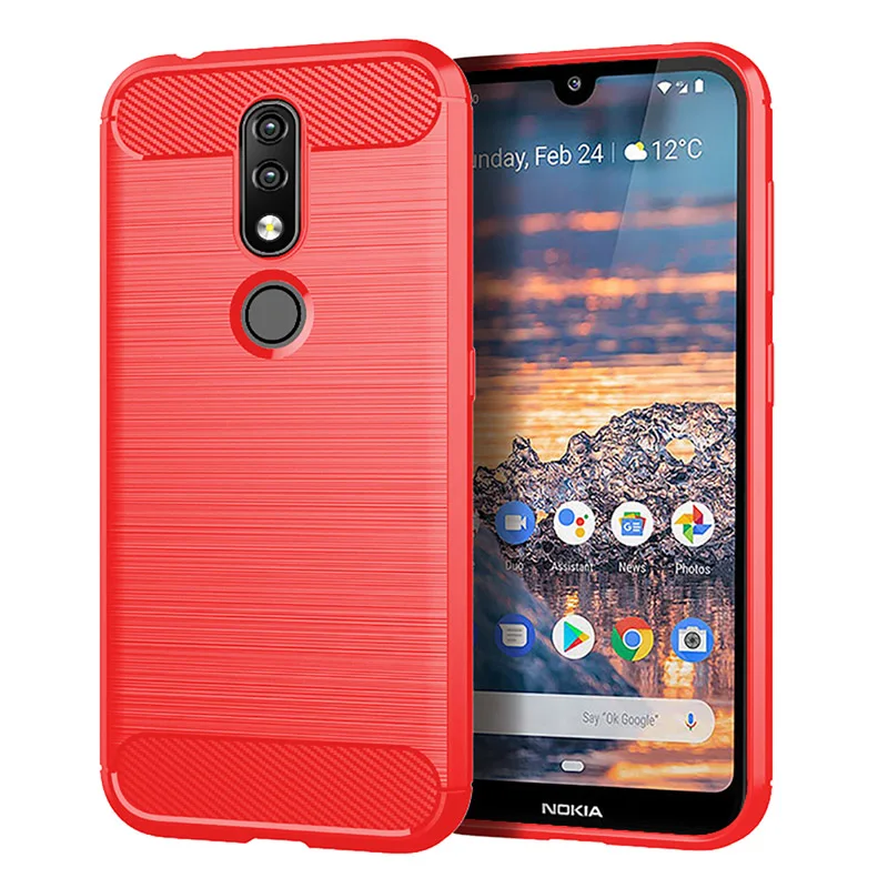 Red Углеродного волокна чехол для телефона для Nokia 4,2 3,2 чехол силиконовый антиударный Чехлы для Nokia 7 7,1 плюс Nokia 2,2 6,1 7,2 6,2 чехол Funda - Цвет: Red