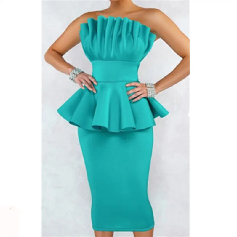 Платье-Карандаш женское с открытыми плечами и баской комплект из 2 предметов