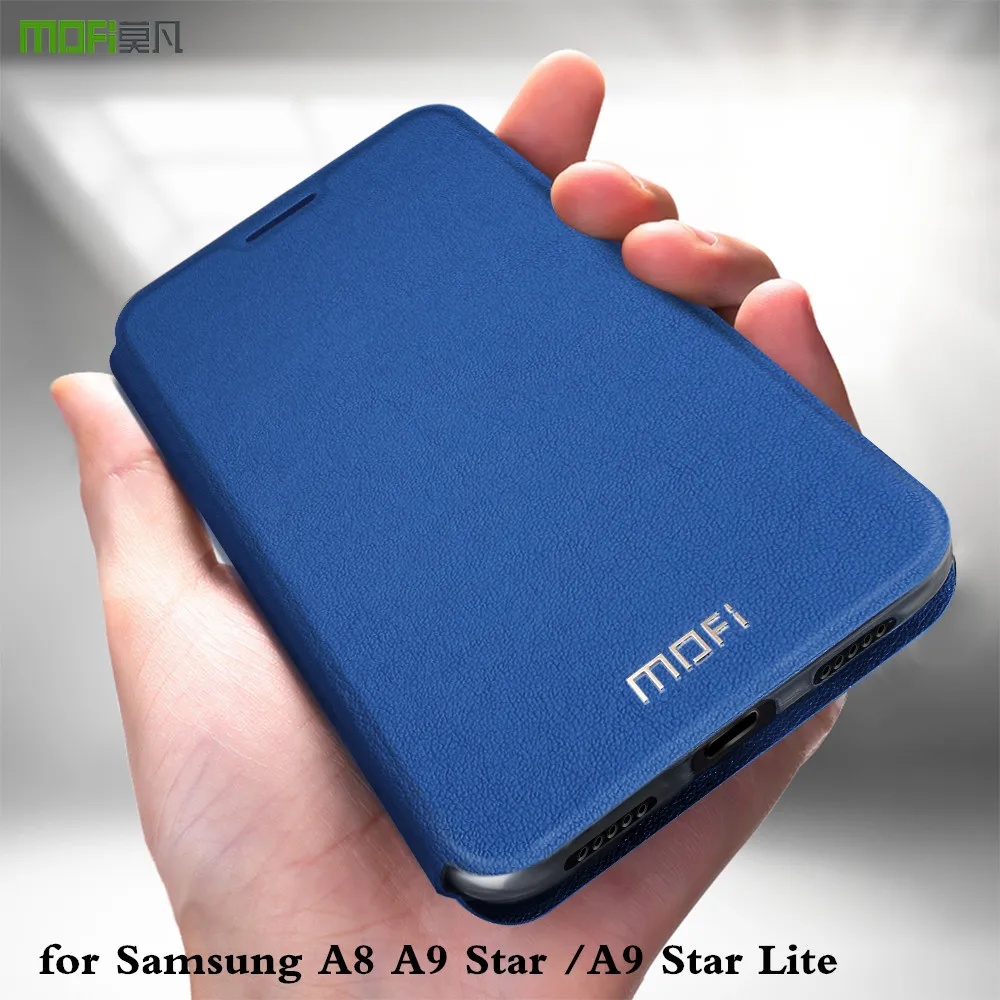 Чехол-книжка MOFi для samsung Galaxy A8 Star Global, чехол для A9 Star Lite из искусственной кожи, чехол для A6+ Plus, силиконовый чехол из ТПУ