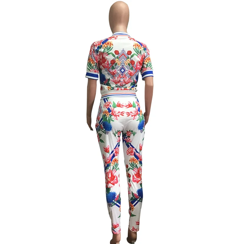 U-SWEAR Summer Tracksuit Women Two Piece Set Floral Short Sleeve Top Long Pant Sweatshirt Female Clothes Sportswear | Женская одежда