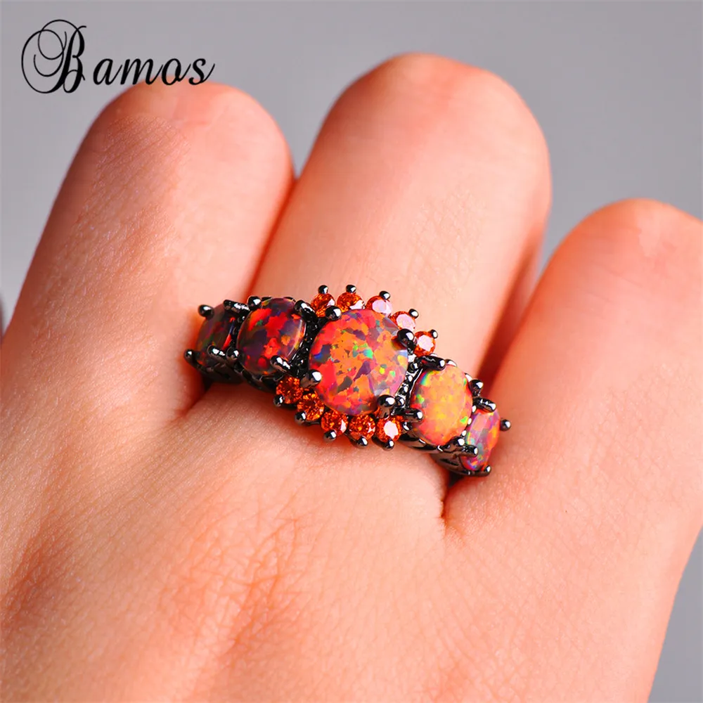 Кольцо Bamos женское модное золотое оранжевое с огненным опалом|gold filled jewelry|fire opal