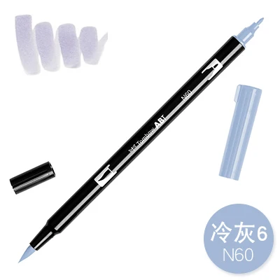 N60 1 шт. TOMBOW AB-T Япония 96 цветов две головки художественная кисть ручка маркер Профессиональный водный маркер ручка живопись школьные принадлежности - Цвет: N60
