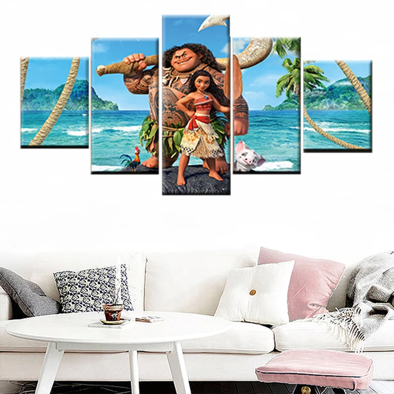 Картина на стену 5 шт. холст печать Моана картина постер из фильма для детской