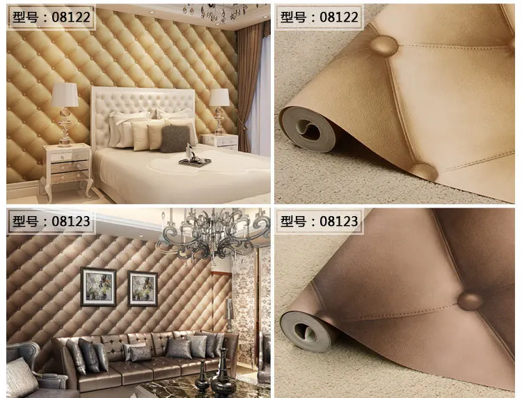 Imitation leather 3d Visual effect soft package wallpaper bedroom bedside living room TV background 3D wa | Обустройство дома