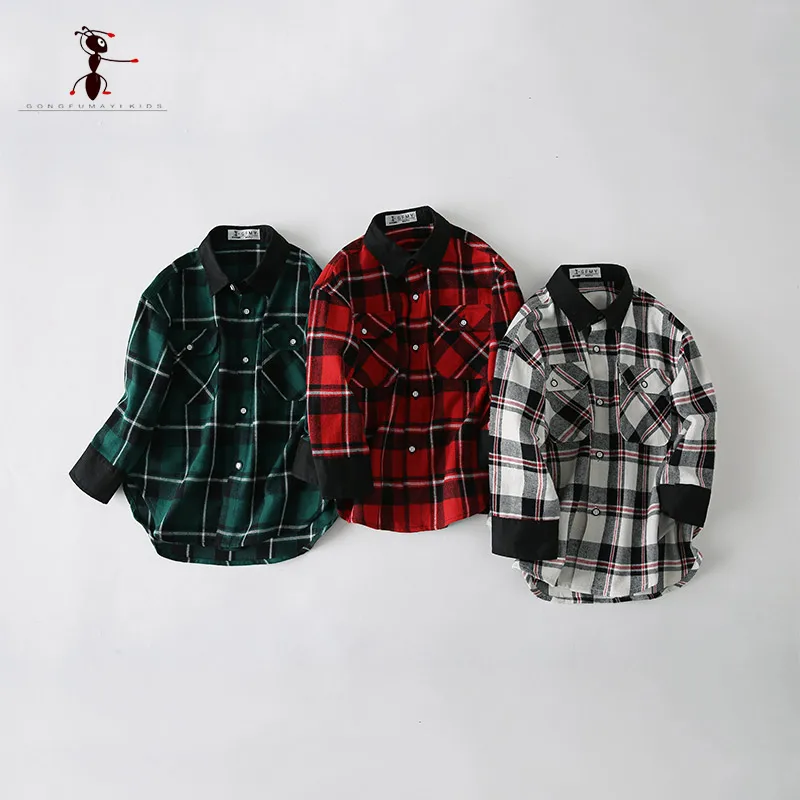 Модные рубашки для мальчиков KungFu с муравьями хлопковые длинным рукавом и