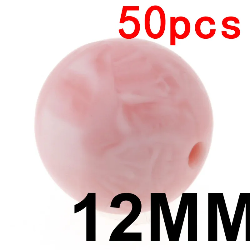 71 Marble red 50 шт., 12 мм, круглые силиконовые бусины для прорезывания зубов, BPA бесплатно, Детские Прорезыватели, соски, клипсы, цепочка, сделай сам, для детей, жевательные игрушки для душа, подарок - Цвет: 71 Marble red