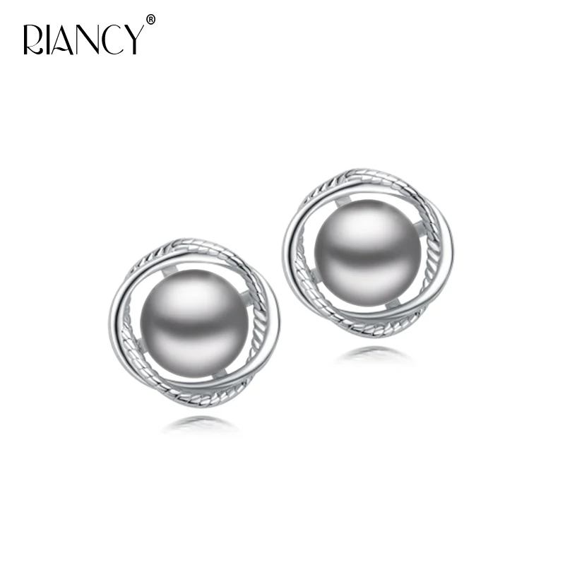 gray pearl earring Модные жемчужные серьги натуральный пресноводный черный жемчуг серьги 925 стерлингового серебра ювелирные изделия для женщин - Цвет камня: gray pearl earring