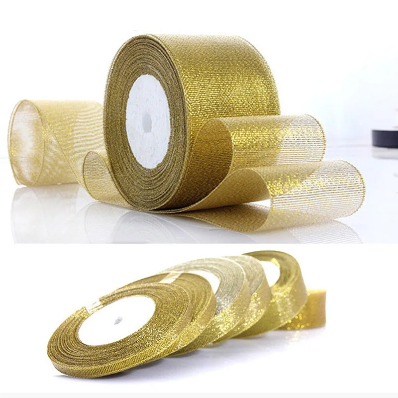 

25yards gold/silver 1-5cm Ribbon Party Decorations for Home Eid Mubarak navidad Streamers Ramadan Mubarak Party Gift Packing