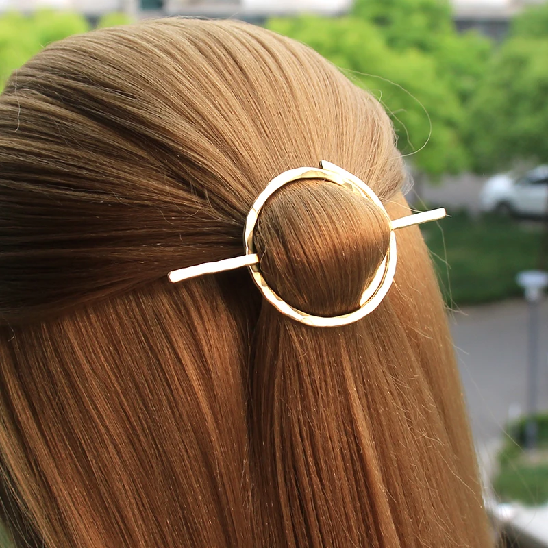 Женская заколка для волос ручной ковки из латуни минималистичная аксессуары с