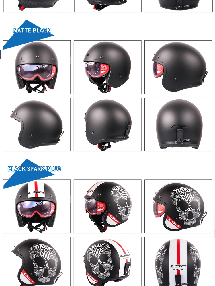 LS2 Spitfire moto rcycle винтажный шлем с открытым лицом модный дизайн ретро реактивный полушлем LS2 OF599 мотоциклетный шлем с пузырьковыми пряжками