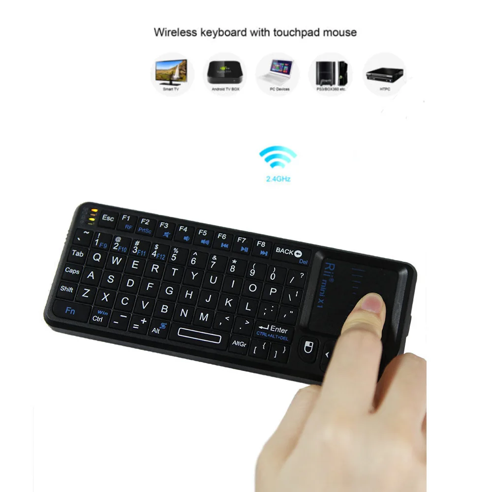 Портативная беспроводная мини клавиатура с тачпадом для ноутбука ПК Smart TV Box Rii Mini