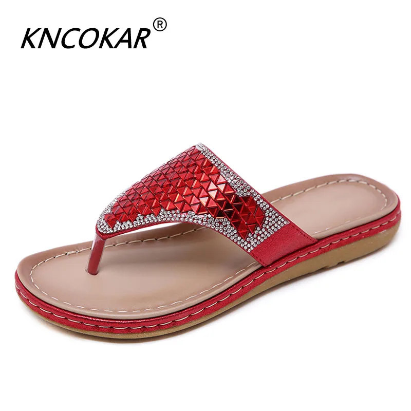 Новые стильные модные крутые тапочки KNCOKAR богемные удобные пляжные туфли с