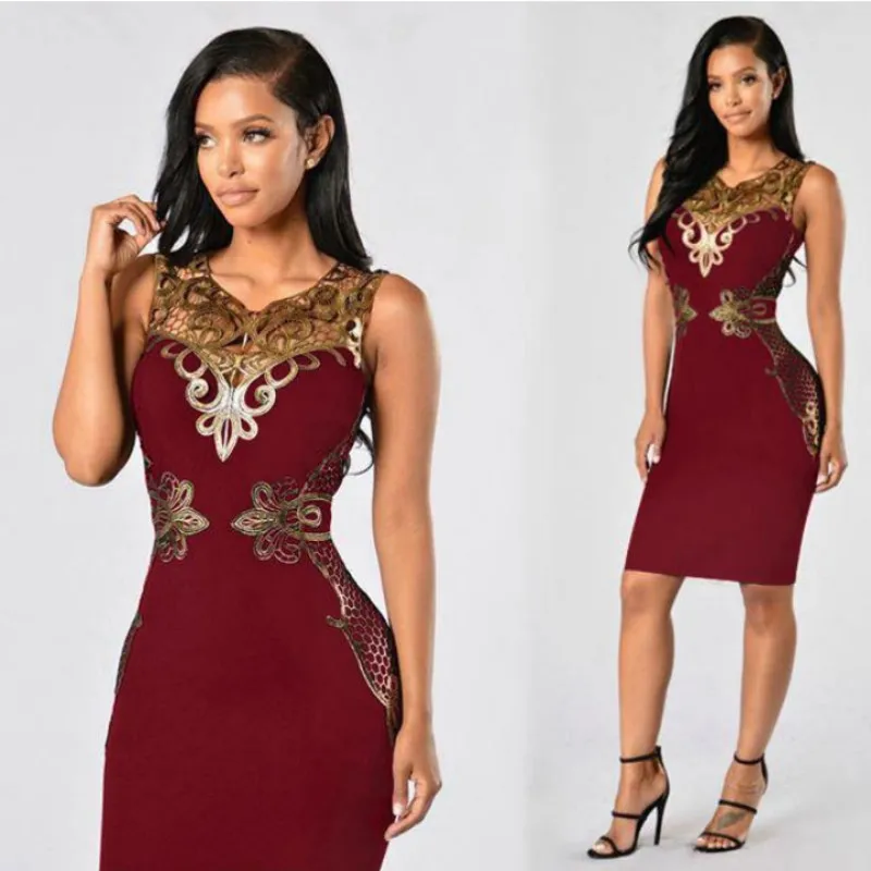 Сексуальное женское облегающее кружевное вязаное платье с цветочным рисунком