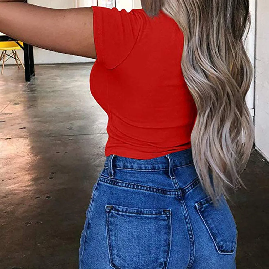 Женская футболка с круглым вырезом Повседневная Базовая коротким рукавом в