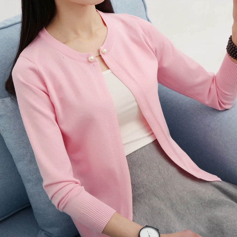 Новинка вязаный кардиган женский весна-осень 2019 длинный рукав свитер-кардиган с