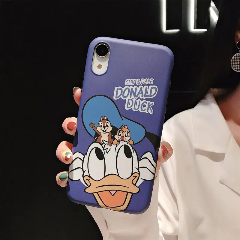 Для пары Дональд Дак Чип и Дейл чехол для iPhone X XS Coque XR Max 6 S плюс 7 8 IMD матовый мягкий
