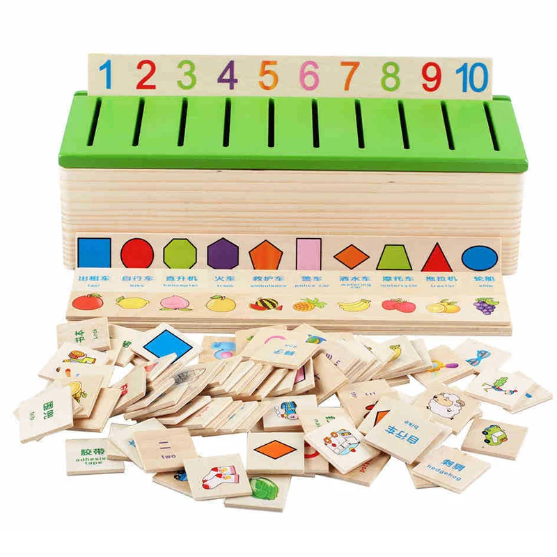 

Kids Classification Early Learn Educational Toys Wooden Box Cognitive Matching Mathematical Knowledge Baby Number toy for KIds