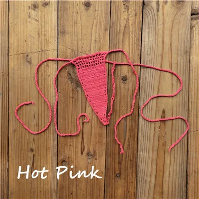 HotPink 13 видов цветов, вязанные крючком стринги, Сексуальное мини бикини, Тайная романтика, женские микро купальники, штаны - Цвет: HotPink