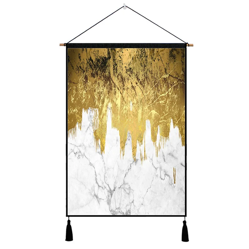 Золотой Lane шлейф пейзаж Рисование домашнего декора Настенный гобелены хлопок