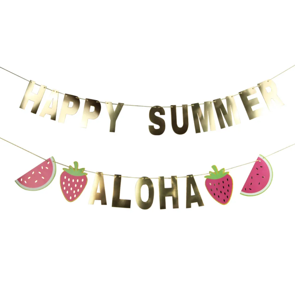 Custom Banner&Fruits Kit DIY Summer Beach Garland Pineapple Tropical Hawaiian Birthday Showers Pool Party Flamingo | Дом и сад