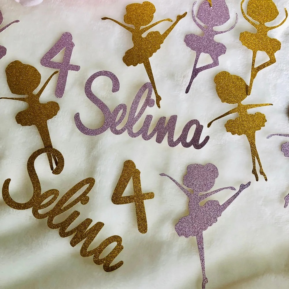 Персонализированное имя танцор балерины счастливый 4 день рождения партии стола