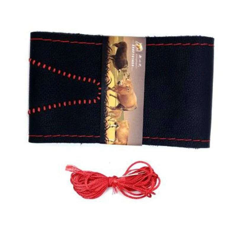 Black Red Dehyaton черная кожа из микрофибры прошитая вручную оплетка чехол рулевого колеса автомобиля противоскользящая с иглами и резьбой для 38 см автомобиля - Название цвета: Black Red