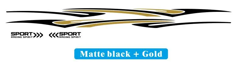 Matte black-Gold Гоночный спортивный стикер в полоску для тела автомобиля с поясными линиями для Mitsubishi ASX Outlander 2011- автомобильные водонепроницаемые наклейки - Название цвета: Matte black-Gold