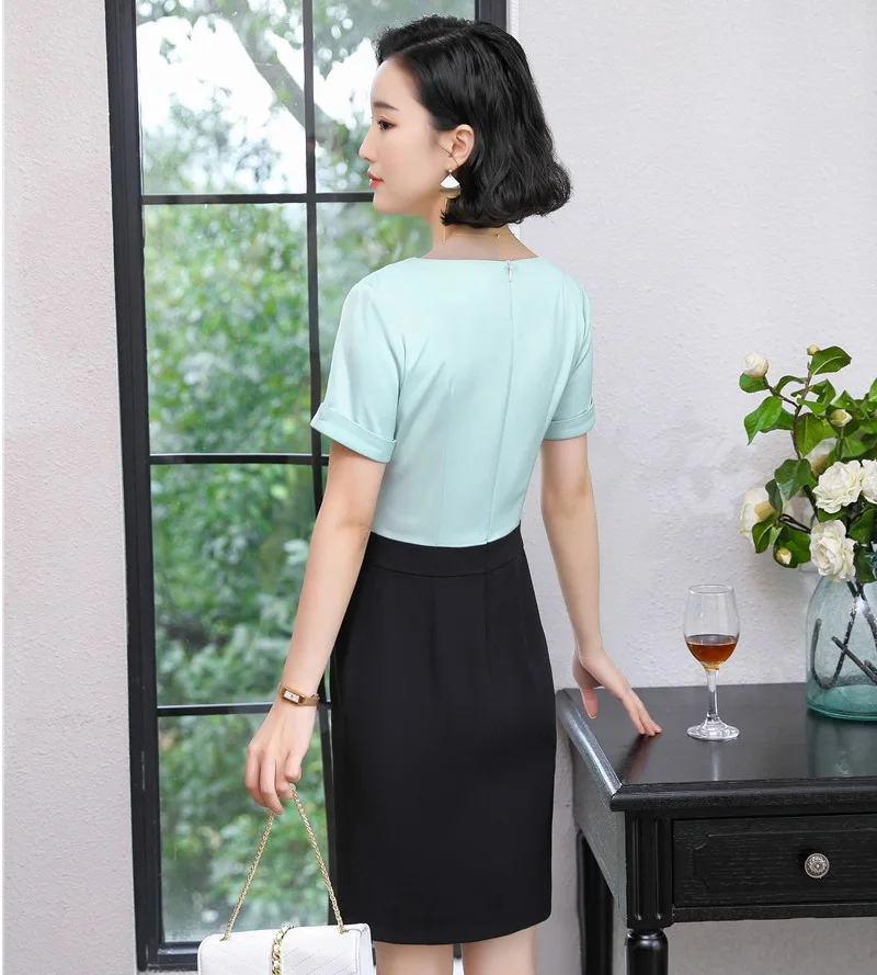 Женское Деловое платье с коротким рукавом офисное мини в офисном стиле лето