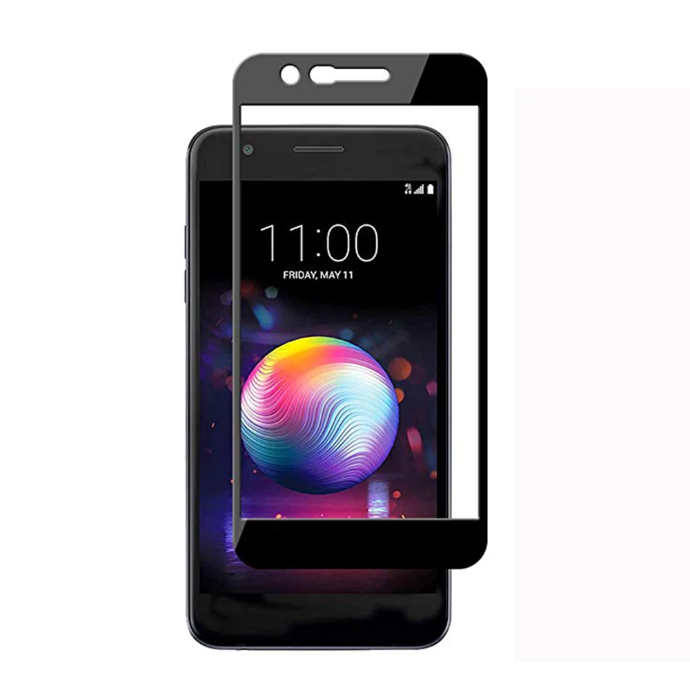 Закаленное стекло для смартфона LG K10 2018 полное покрытие клея Защита экрана K30