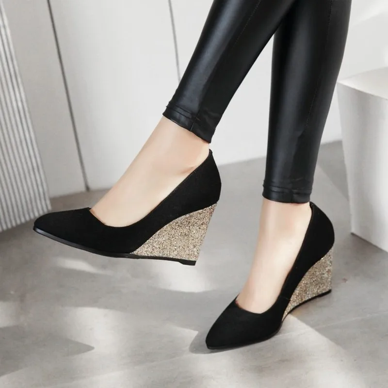 

Women's Pumps Super High Heel Spring Autumn Microfiber Pointed Toe Height Increasing 2019 New Sexy Fashion Casual Big Size 34-43