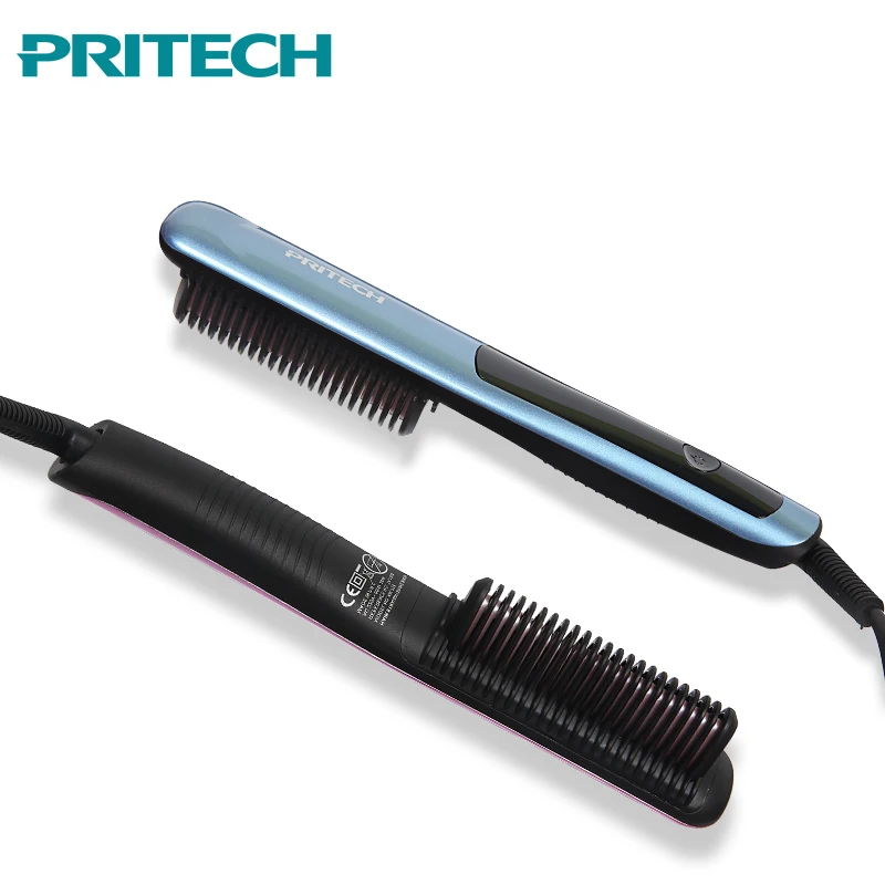 Pritech щетка для выпрямления волос светодиодный дисплей быстрый нагрев v образной