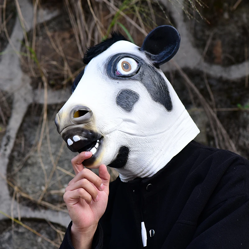 Латексная Маска на Хэллоуин из коровьего молока Забавные Маски унисекс в виде