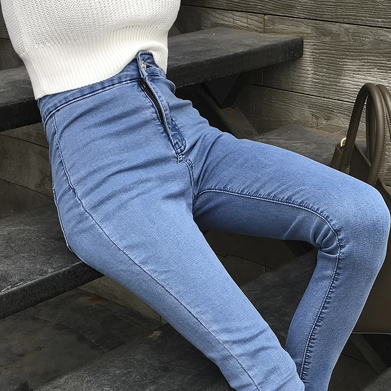 MOBTRS джинсы с высокой талией женские эластичные тонкие узкие брюки ретро модные