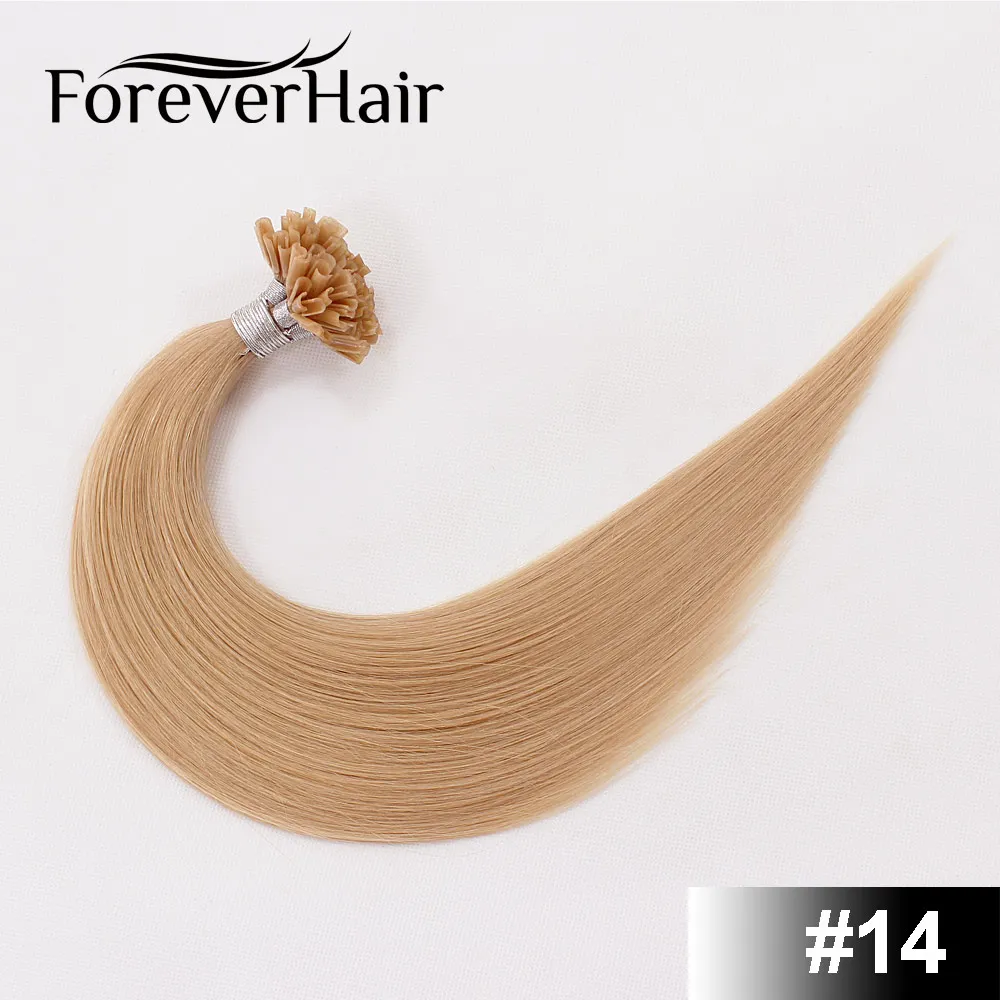 FOREVER HAIR 0,8 г/локон 1" 18" 2" Remy Предварительно Связанные кератиновые волосы для наращивания европейские волосы на кератиновых капсулах fusion Hair 50 s/pac - Цвет: #14
