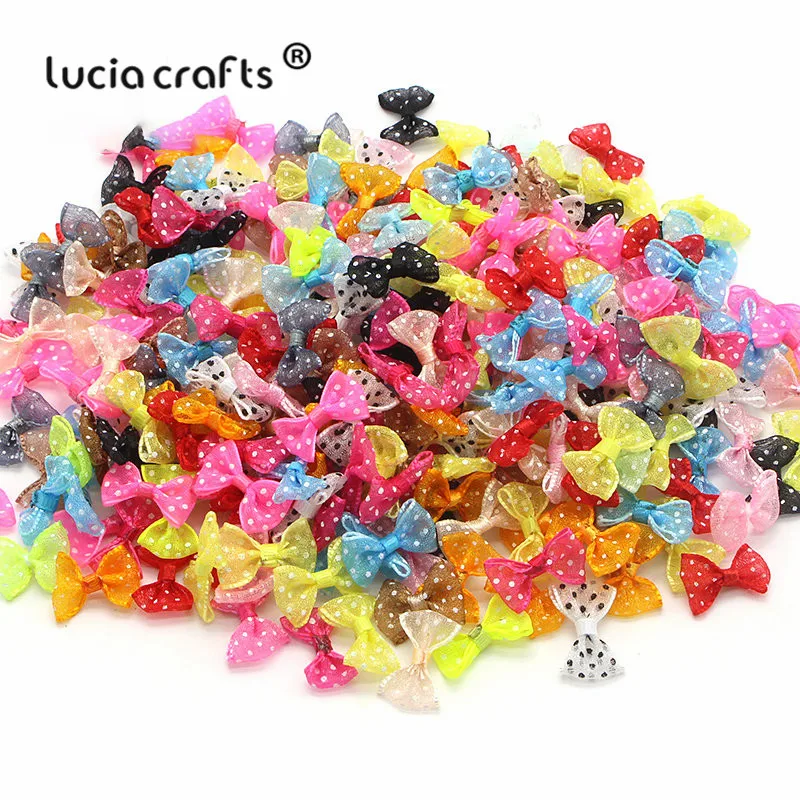 Lucia crafts, 2,5 см, 12 шт./24 шт., банты из органзы в горошек, для девочек, бутик, мини бант для волос, головной убор, сделай сам, одежда для рукоделия, B0810
