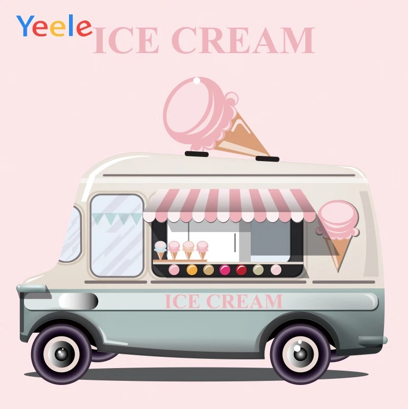 Фотофоны Yeele для детской фотосъемки с изображением мороженого автобуса розового