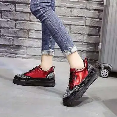 Женская обувь из искусственной кожи женские повседневные кроссовки со стразами
