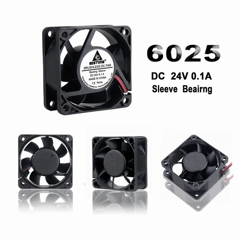 2 шт. Gdstime DC 24 в 60x60x25 мм кулер для компьютерного процессора 60 x 25 пластиковый