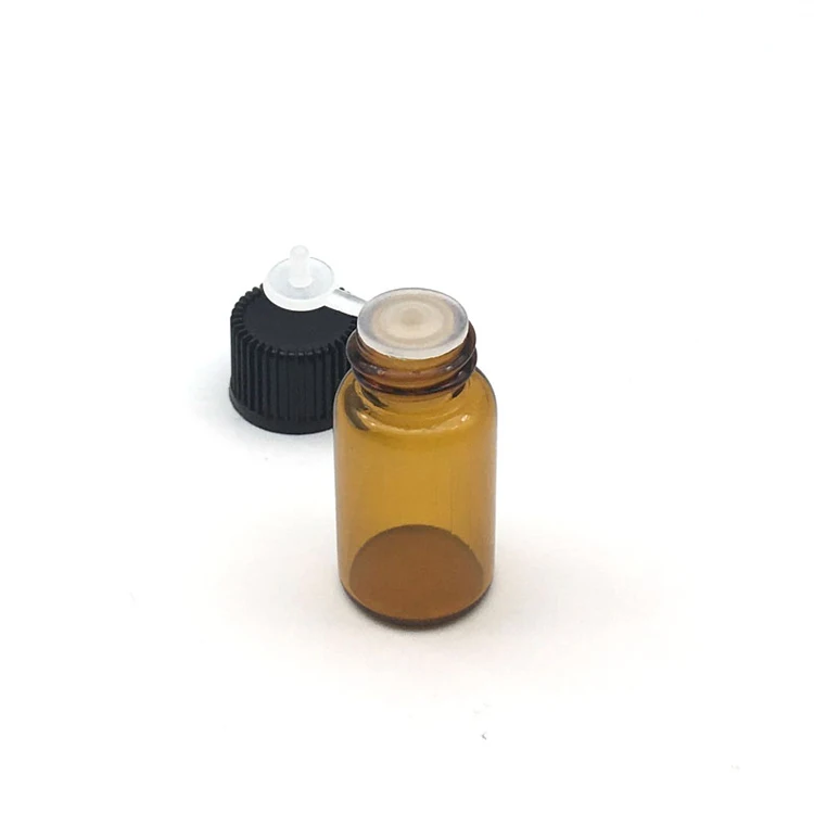 Amber With Black Cap 5 шт. 3 мл мини эфирное масло стеклянная бутылка с отверстием редуктор сиамские пробирки янтарные Пробники - Цвет: Amber With Black Cap