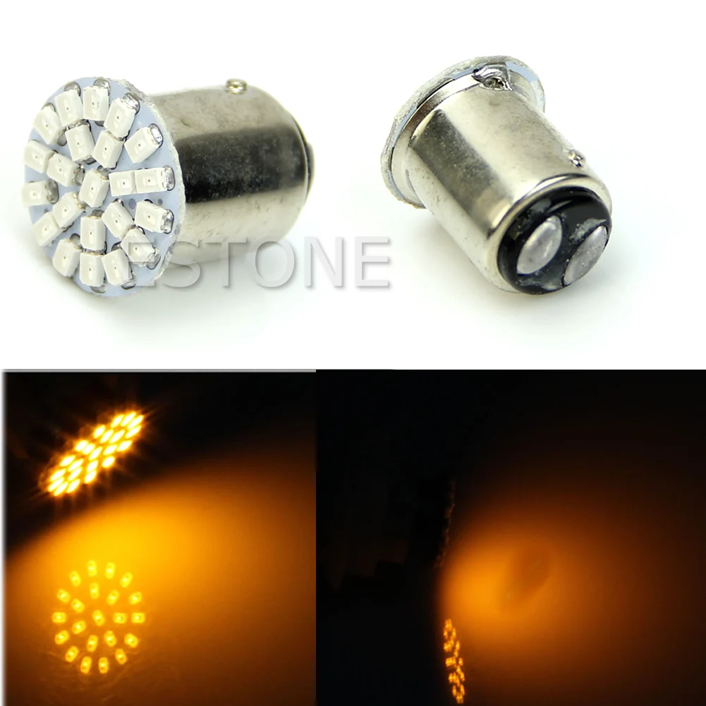 Новинка 1157 BAY15D 22-LED 1206 SMD 7528 Стоп сигнал поворота лампа желтый | Автомобили и