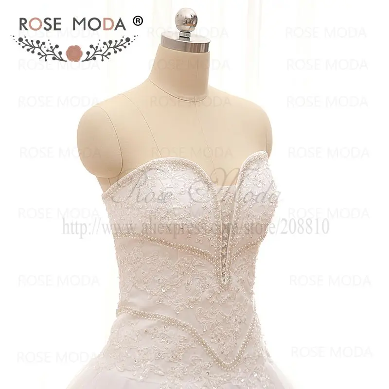 Иллюзионное свадебное платье с глубоким сердечком и жемчугом кружевной корсет