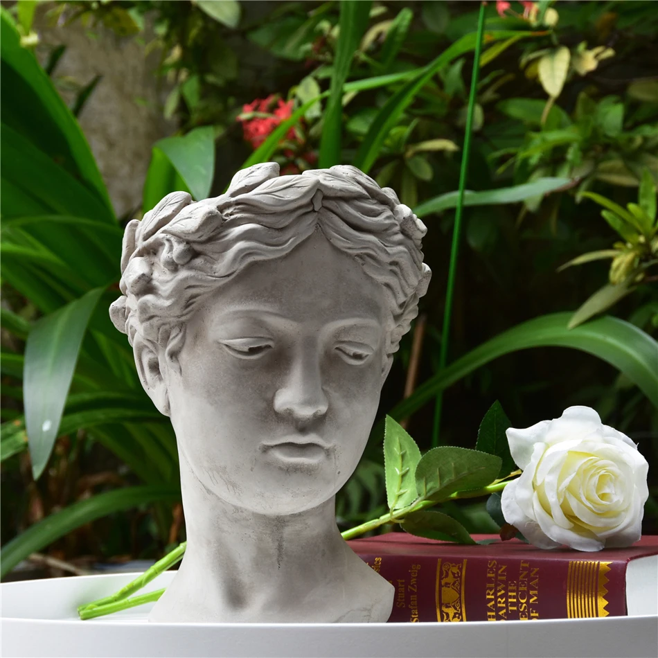 Pastoral Creative David Portrait Cement Greek Goddess Flower Pot Statue Arrangement Vintage Vase Home Decoration Crafts|Вазы| |