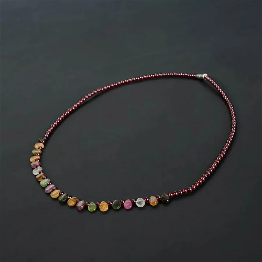 Женское Ожерелье Из Натурального Красного граната длинная цепочка из