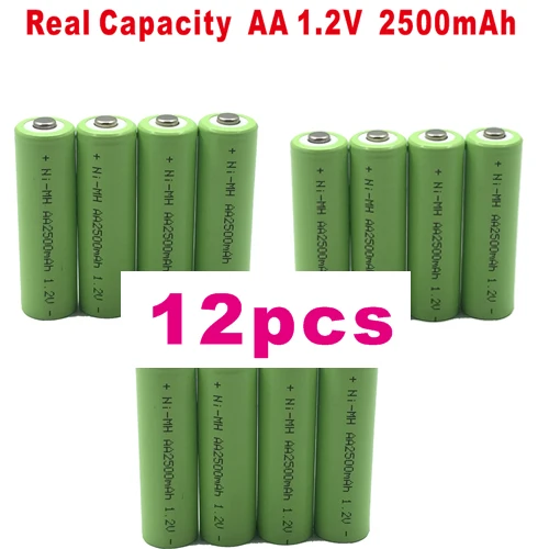 12 PCS Lanzhd 2500mAh AA Аккумуляторная батарея 2A NiMH батарея 1,2 V перезаряжаемые батареи для дистанционного управления игрушечной камеры(4 шт-40 шт - Цвет: 12 PCS