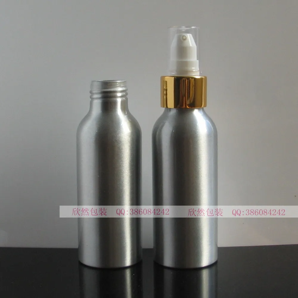 

20pcs/lot 100ml Aluminum Bottle Lotion Spray Container Essential Oil Bottle Cosmetic Jar Pump Cap Makeup Tools Refillable Bottle