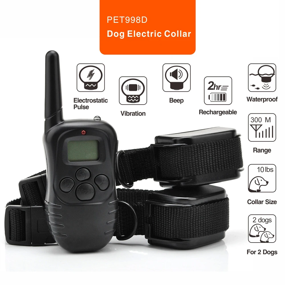 4in1 Шок обучение ошейник Перезаряжаемые электрический с дистанционного Собака