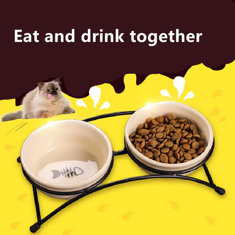 Новая двойная керамическая миска для питомцев из нержавеющей стали собак кошек