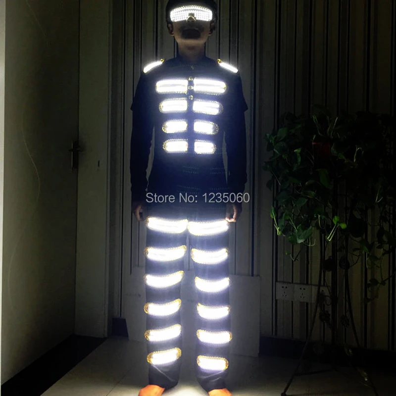 Бесплатная доставка Цветные Led светильник робот костюм Мода со светящимися